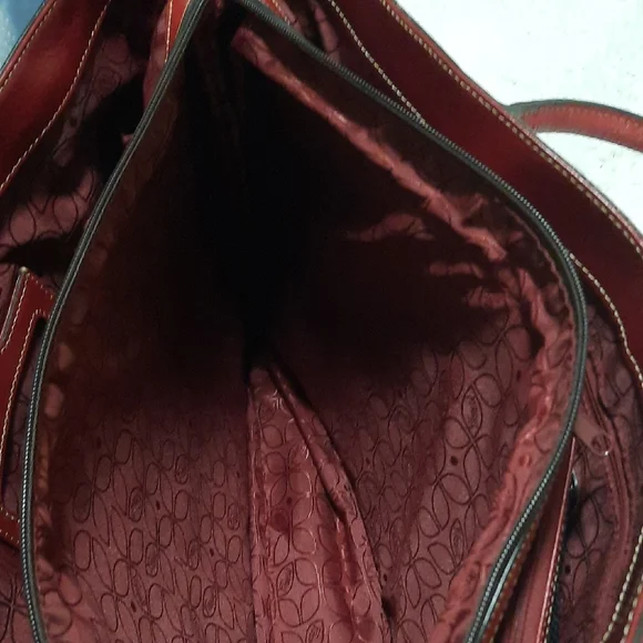 Fossil Deep Red Leather Vintage Business Tote Bag - Picture 6 of 12